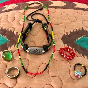 🟡⚫️🔴🟢 RASTA & GRATEFUL DEAD Beaded Jewelry Set 🟢🔴⚫️🟡